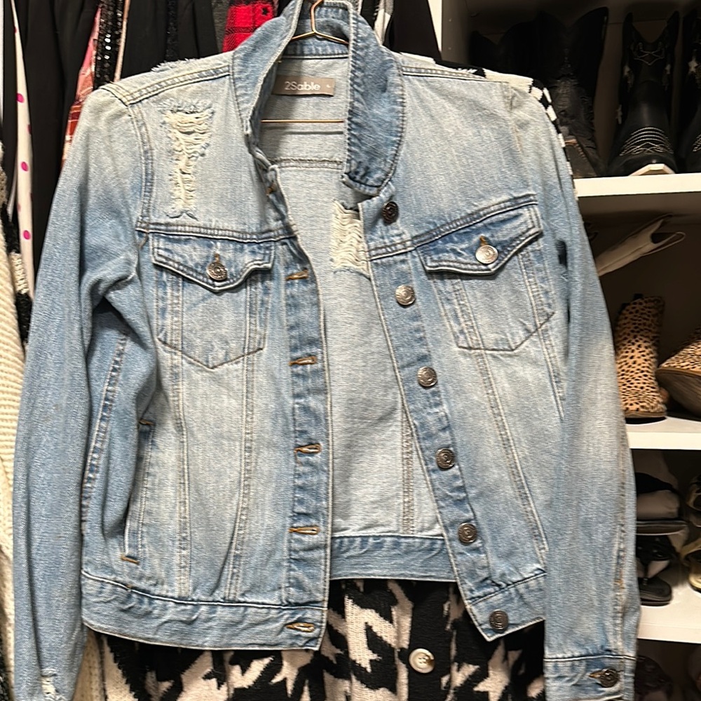 Able Blue Jean Jacket Classic Distressed Design